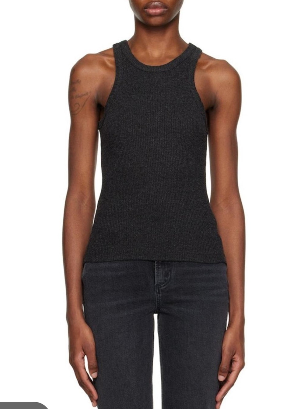 AGOLDE Bailey Scoop Armhole Ribbed Knit Tank Top in Katniss Gray Size Large NWT